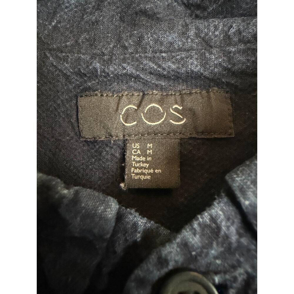 COS Navy Blue Cotton Tunic Shirt M Mandarin Collar Minimalist Scandi Lagenlook - Picture 6 of 10